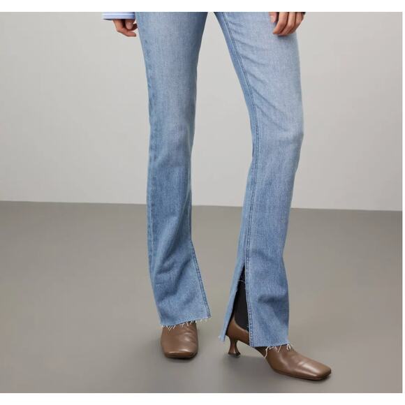 Pistola Straight Split Hem Jeans SIZE 25 High Rise Distress Denim Designer $168 - Picture 2 of 11